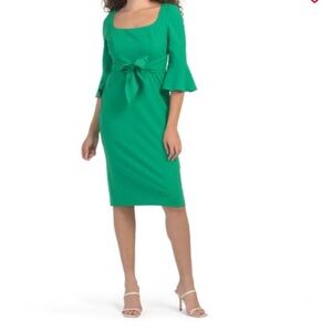 NWT, Adrianna Papell, Elegant Green Dress with tie on front.Size 4